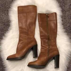 Prada Miu Miu Cocnac Leather Knee High Boots